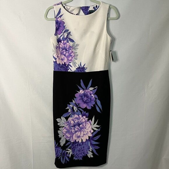 ⭐️ NWT- Purple Gabby Skye Floral Print Sleeveless Size 4 Dress - Picture 1 of 9